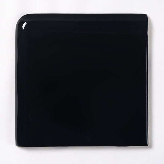 1950s Cedit Black Square Corner Bullnose Tile