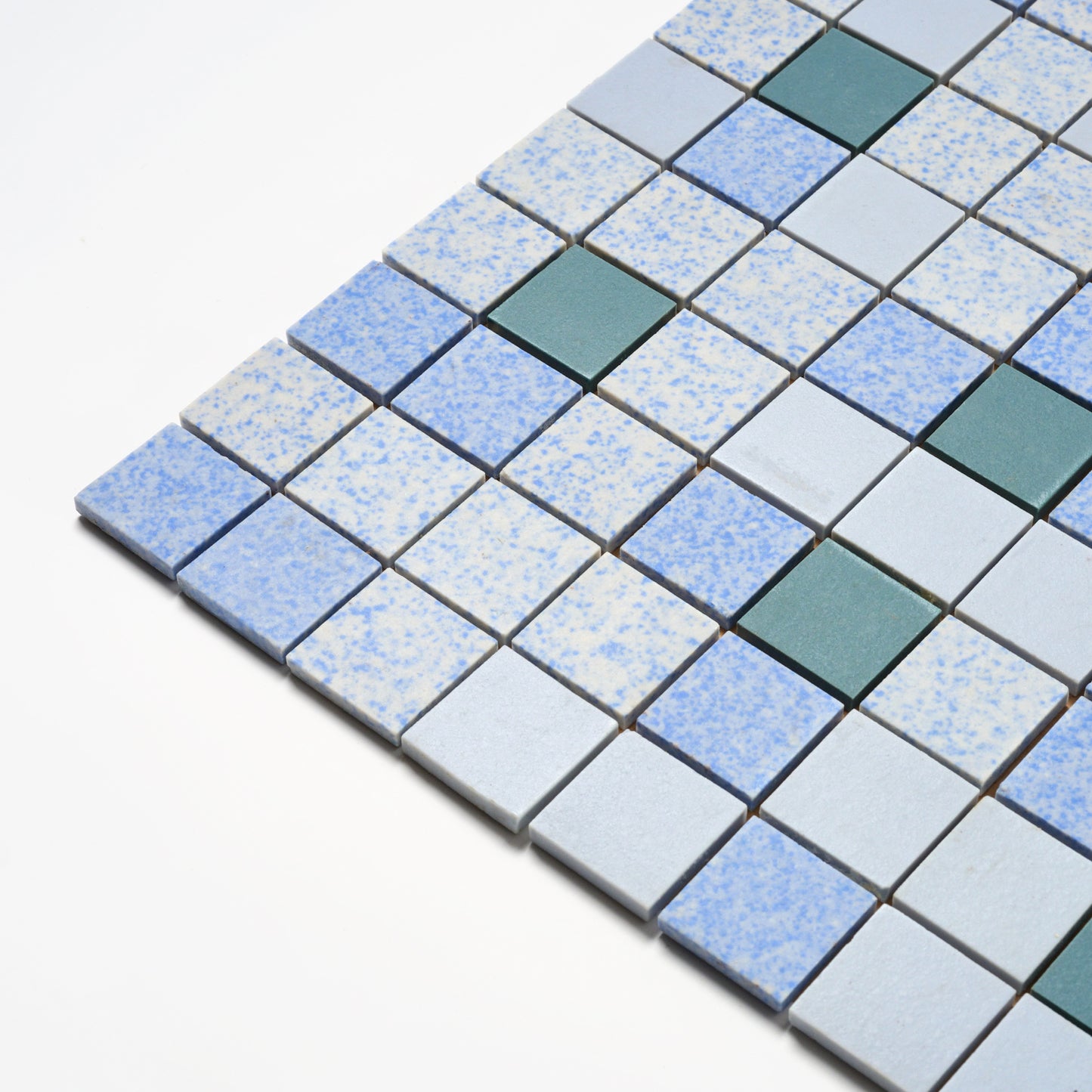 Japanese 1960s Blue & Green Random Floor Tile, 9 Sq Ft Available