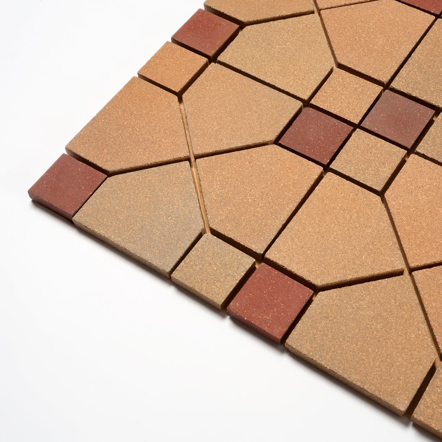 Atlantic Tile Co. 1940s Brown & Red Geometric Floor Tile, 17 Sq Ft Available