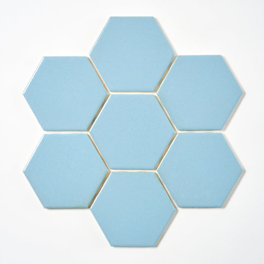 1960s Florida Tile Blue Hex Wall Tile