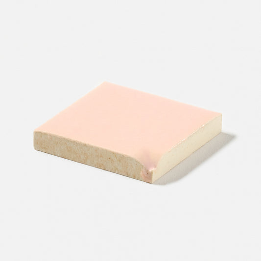 1970s Robertson 362 Venetian Pink Drip Corner Bullnose Tile