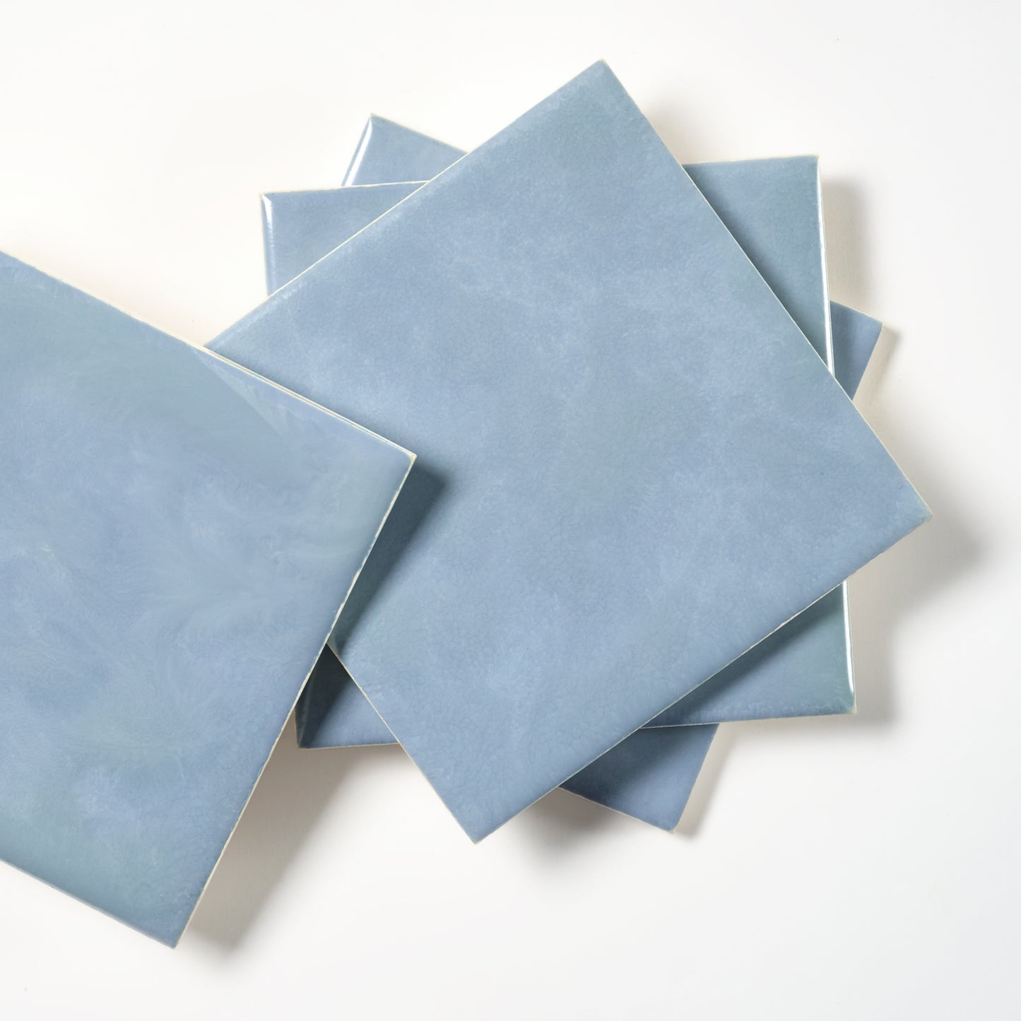 1950s Vintage Matte Blue Mottled Wall Tile