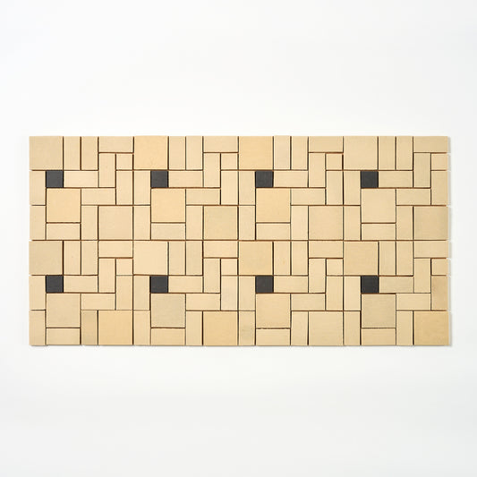 Spartan 1940s Ivory With Black Dots Random Mosettes Floor Tile, 27 Sq Ft Available