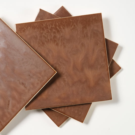 1950s Vintage Matte Brown Mottled Wall Tile, 75 Sq Ft Available - 15 Sq Ft Per Box