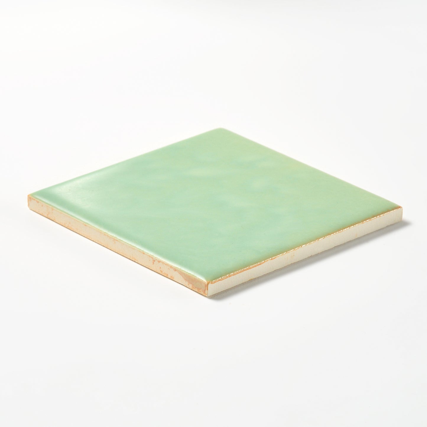 1950s Vintage Matte Pale Green Mottled Wall Tile