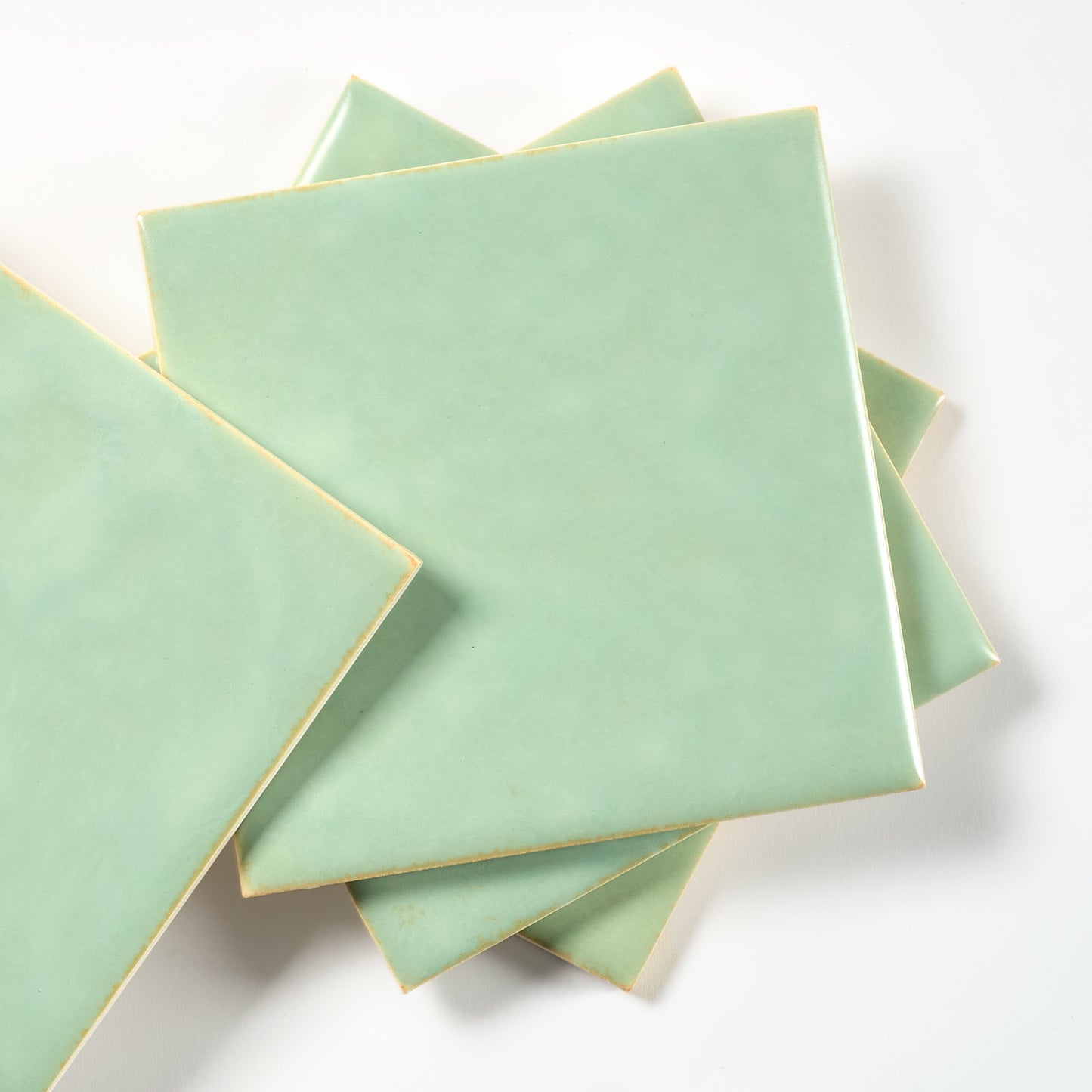 1950s Vintage Matte Pale Green Mottled Wall Tile