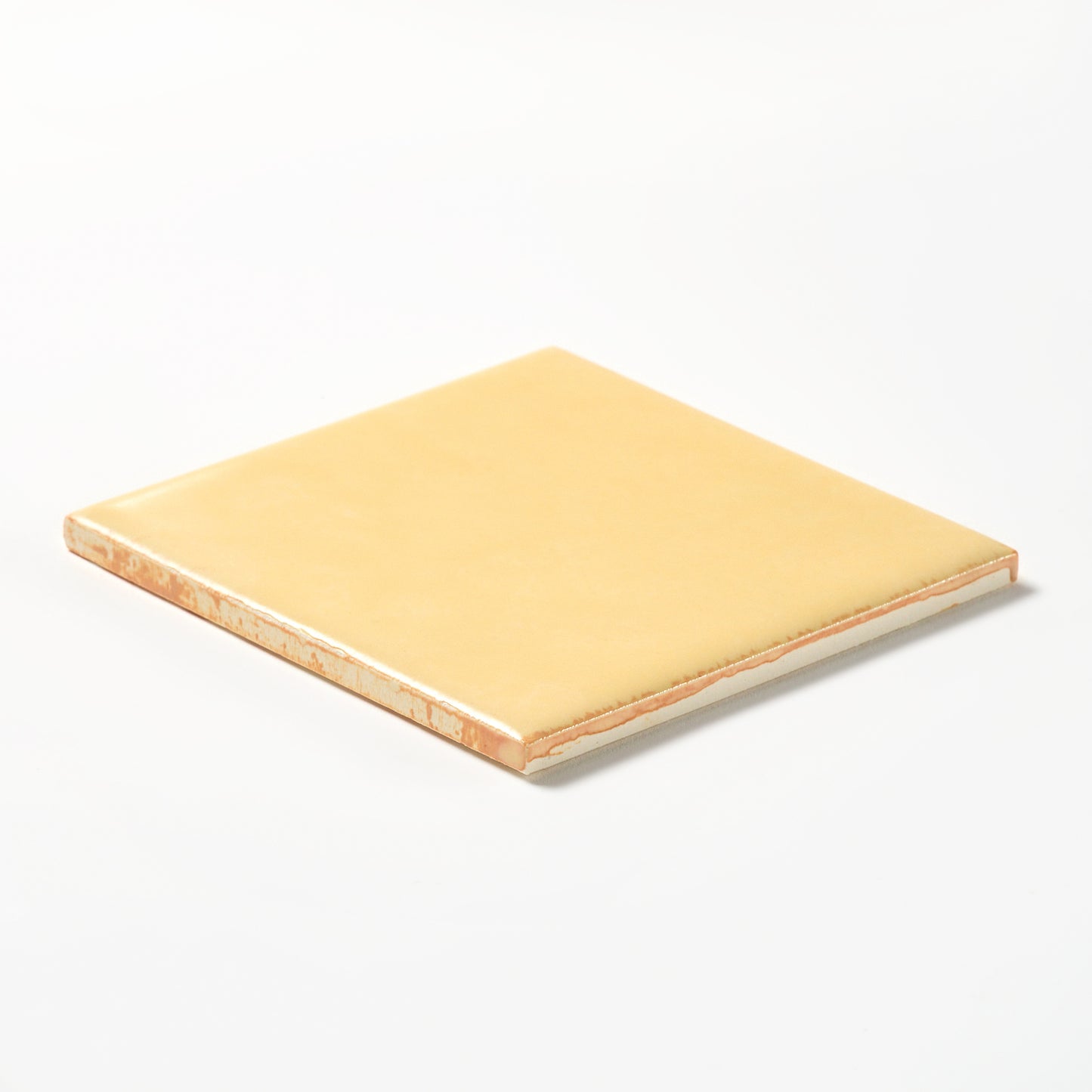 1950s Vintage Matte Butter Yellow Mottled Wall Tile