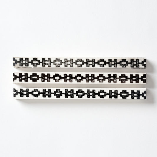 1920s Suntile Black & White Geometric Trim Tile