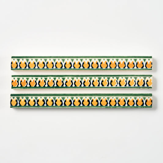 1950s Green & Gold Geometric Trim Tile