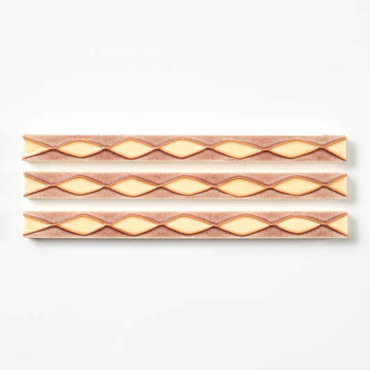 1920s Suntile Brown & Ivory Harlequin Trim Tile