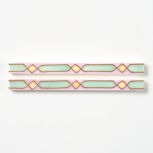 1920s Suntile Lavender & Green Deco Trim Tile