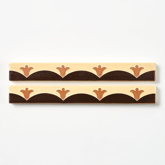 1920s Franklin Wide Brown and Beige Tulip Trim Tile