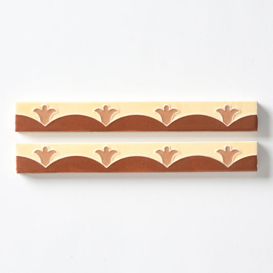1920s Franklin Wide Light Brown and Beige Tulip Trim Tile