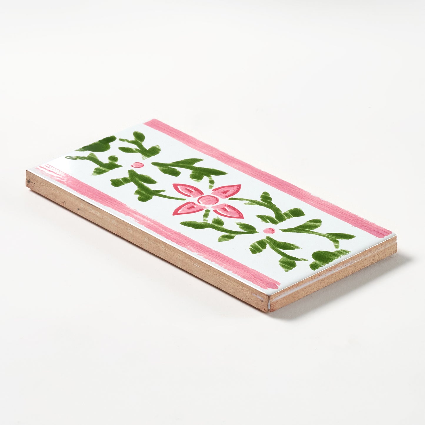 1980s White Italian Made Floral Vine Border Wall Tile