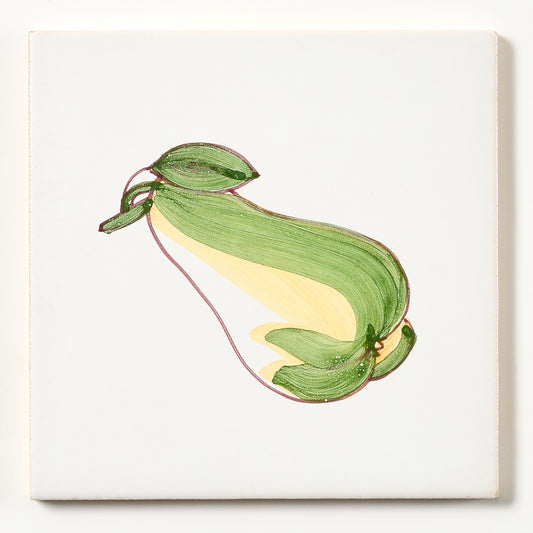 1980s White Hand Painted Portuguese Squash Wall Tile