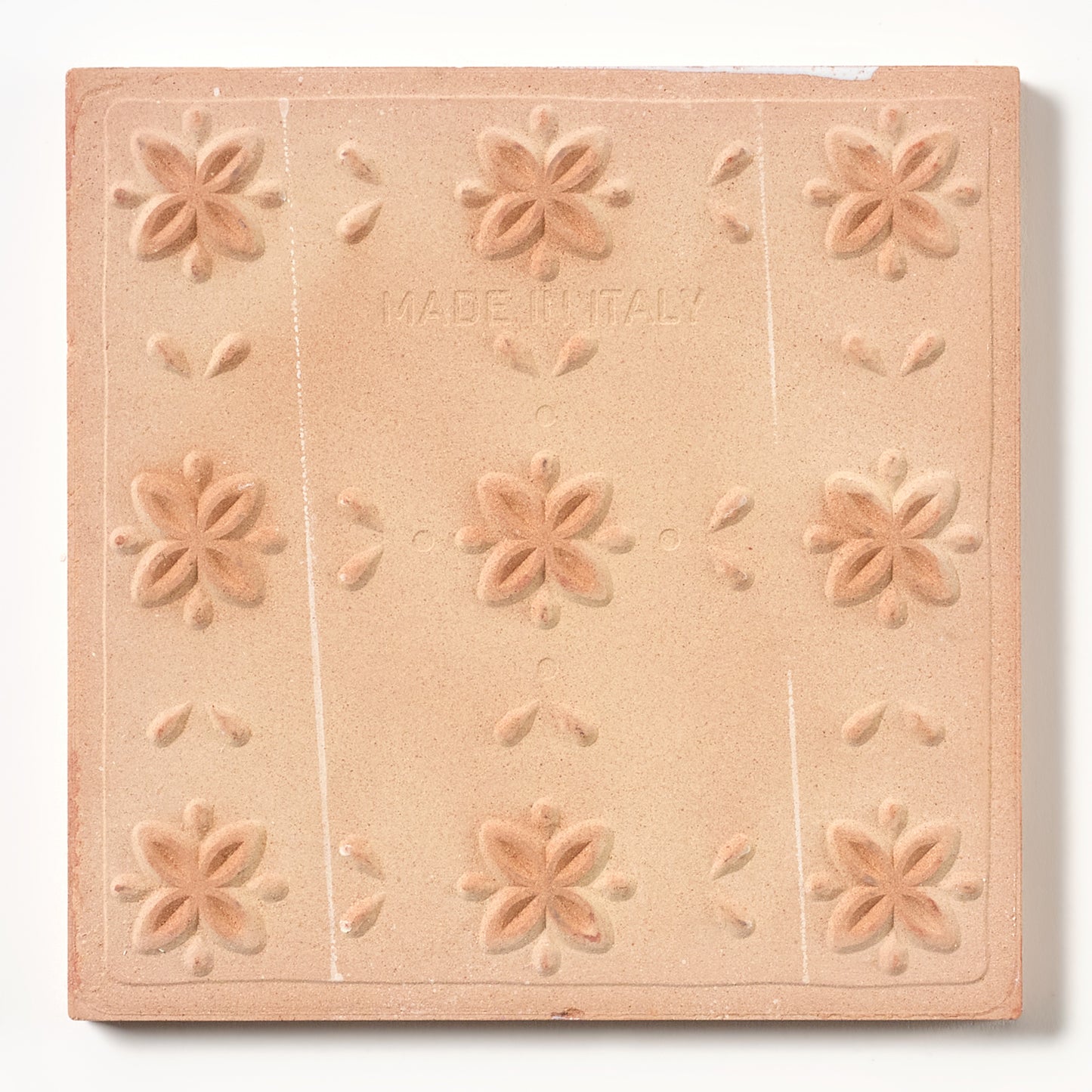 1980s White Hand Painted Italian Made Single Flower Wall Tile