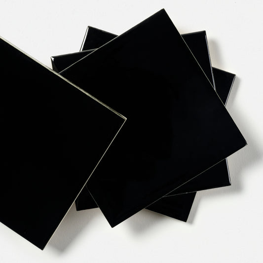 1950s Vintage Gloss Black Wall Tile