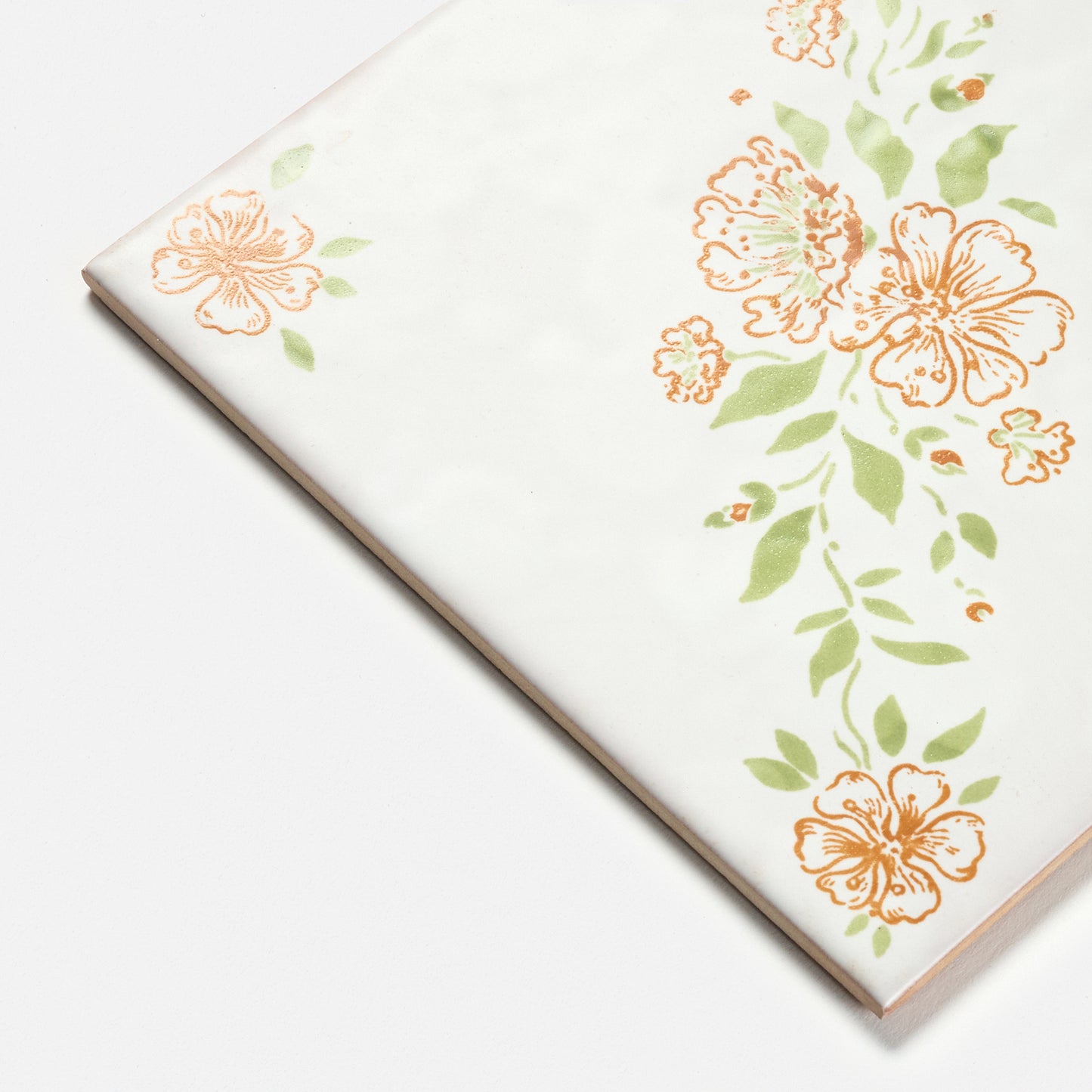 1970s Vintage Italian Delicate Floral Wall Tile
