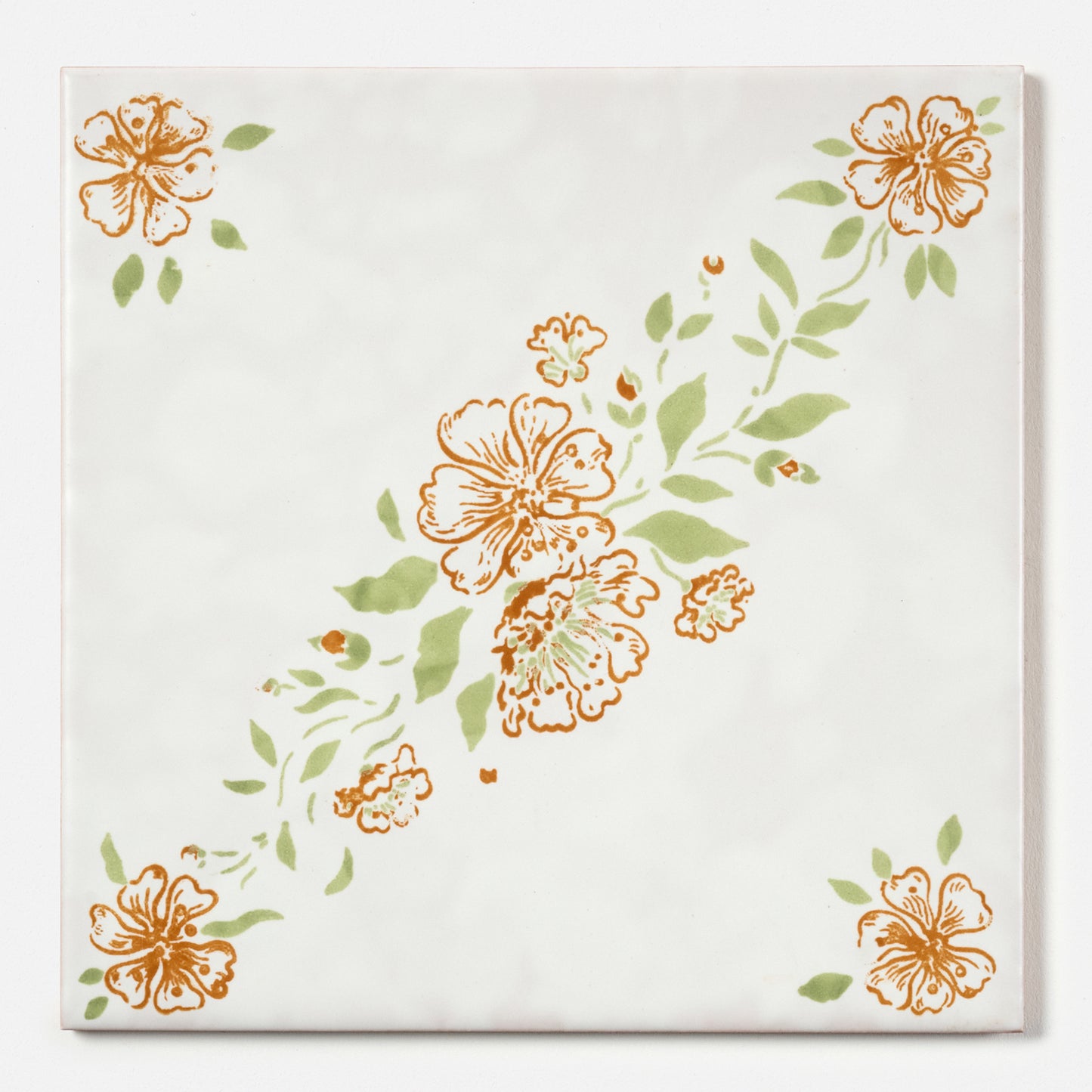 1970s Vintage Italian Delicate Floral Wall Tile