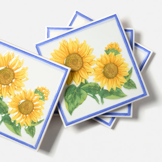 1980s Vintage Italian Sunflower Wall Tile