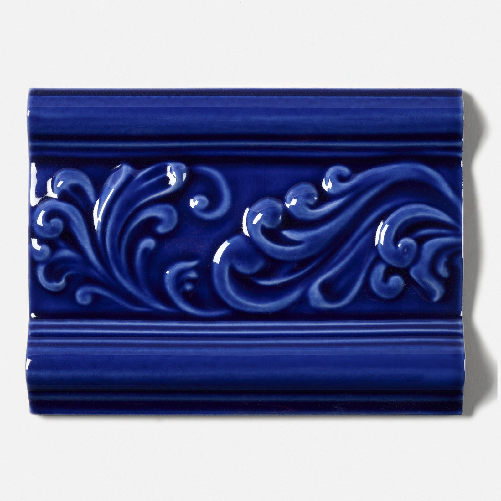 1980s Vintage Italian Raised Blue Scroll Border Tile – Vintage Tile Shop