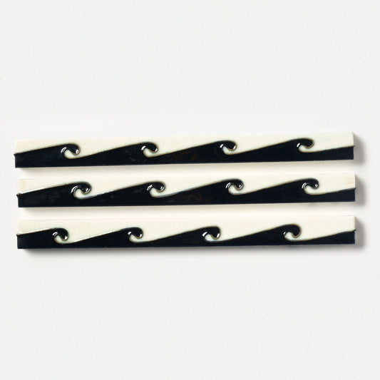 1920s Atco Black & White Wave Trim Tile
