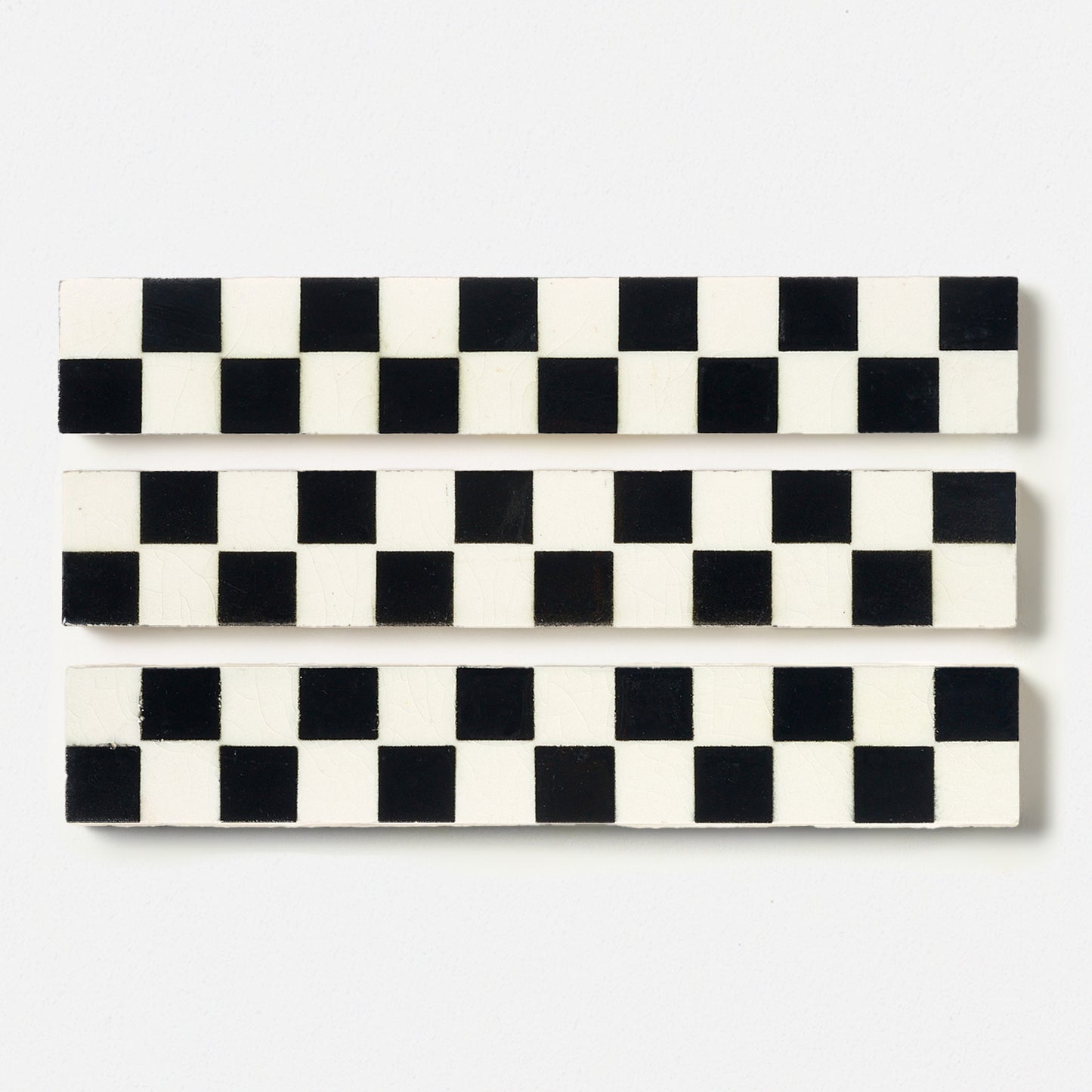 1950s Wide White and Black Checkered Trim Tile