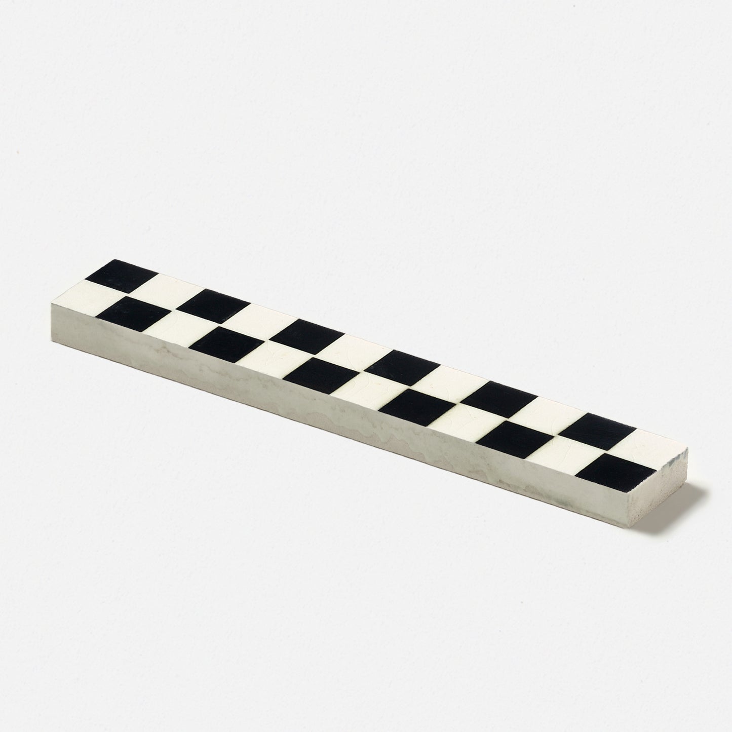 1950s Wide Black & White Checkered Trim Tile