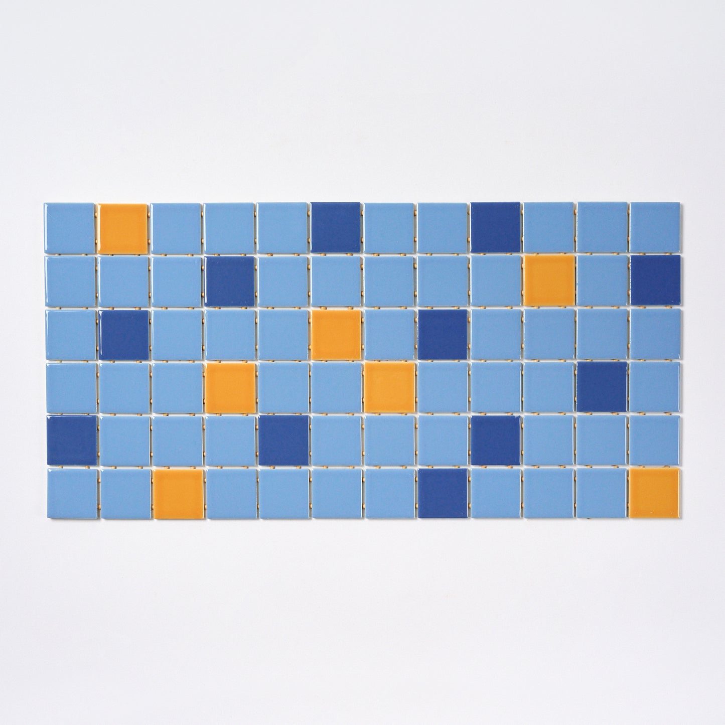 1980s Daltile Blue & Yellow Floor Tile, 24 Sq Ft Lot - 12 Piece Set, 72 Sq Ft Available