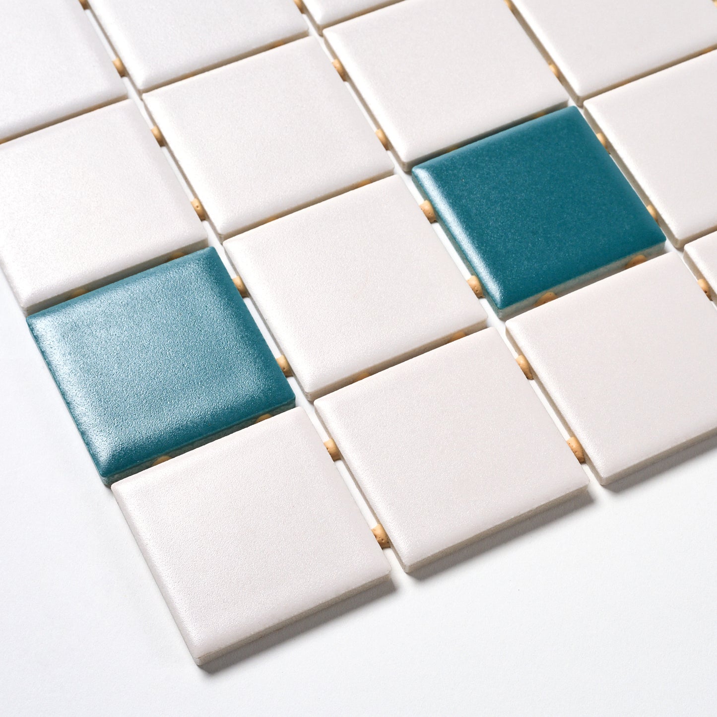 1980s American Olean Grey/ Teal Floor Tile, 24 Sq Ft Lot - 12 Piece Set, 144 Sq Ft Available