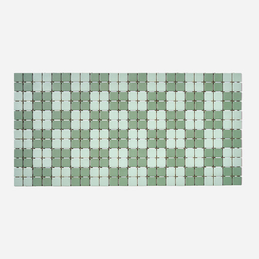 Mosaic Tile Co. 1970s Green Checkered Floor Tile