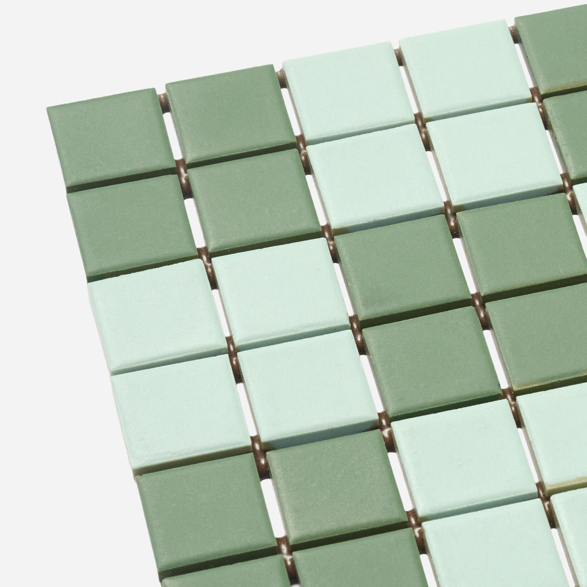 Mosaic Tile Co. 1970s Green Checkered Floor Tile