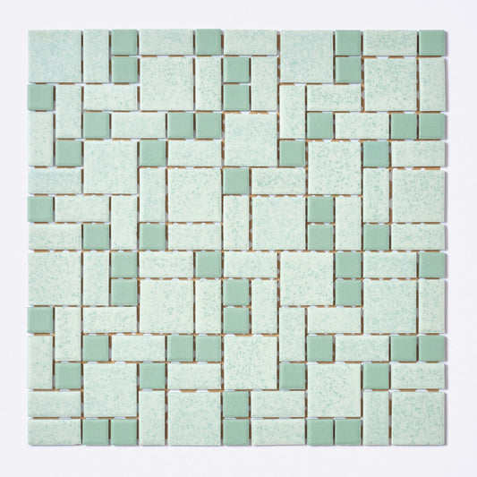 Vintage 1960s Japanese Turquoise Block Random Floor Tile