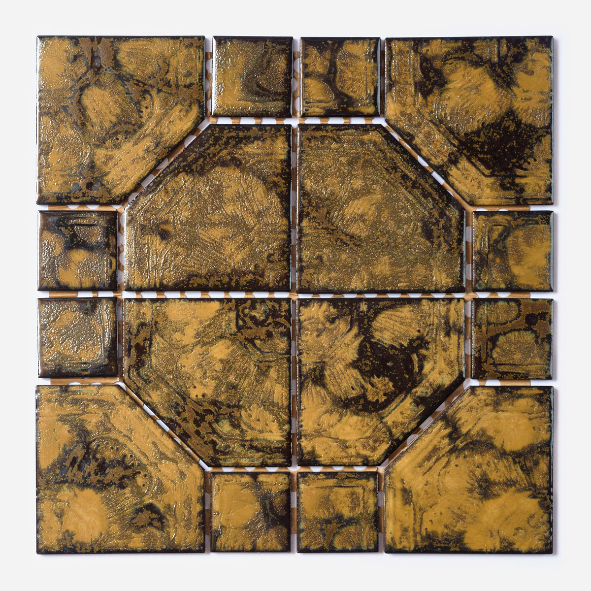Vintage 1970s Japanese Black & Gold Splatter Floor/ Wall Tile