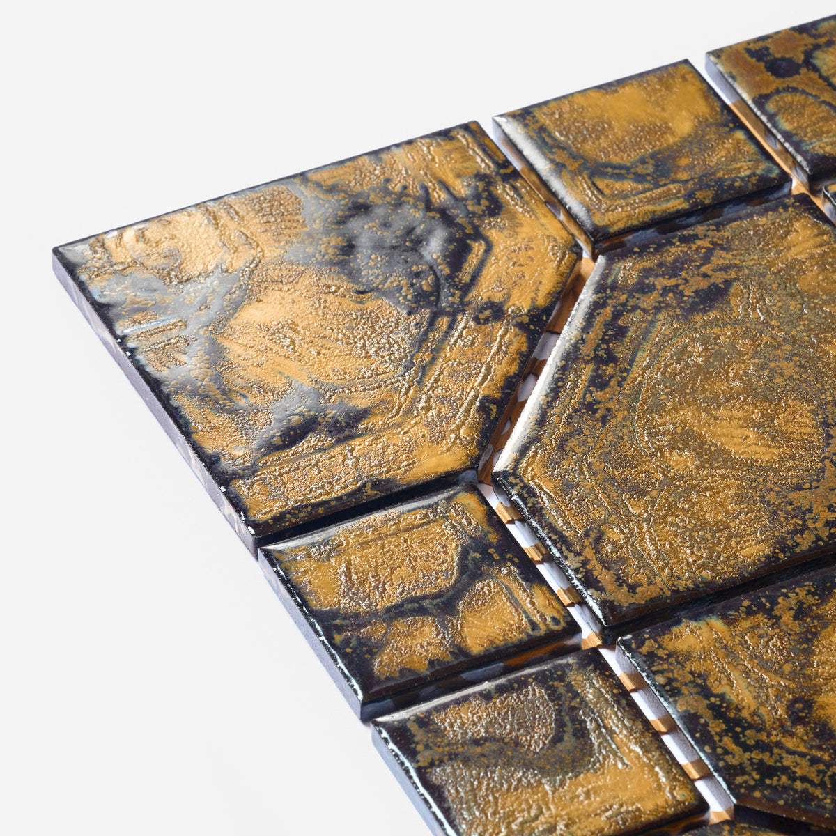 Vintage 1970s Japanese Black & Gold Splatter Floor/ Wall Tile