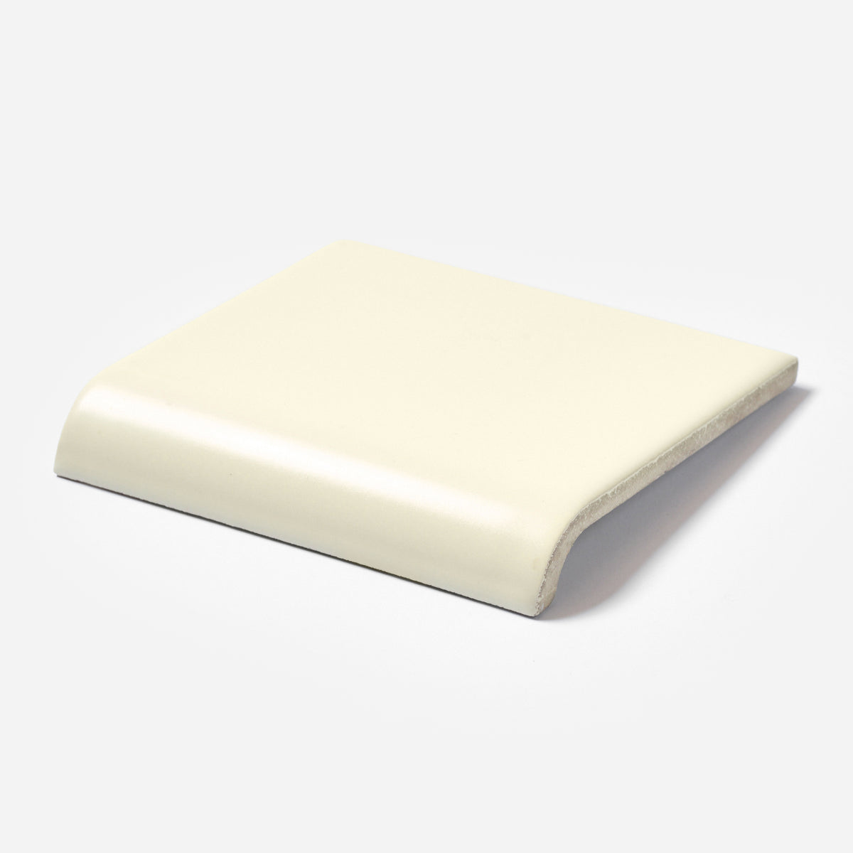 1970s Mid State Matte Antique Ivory Square Mud Cap Tile