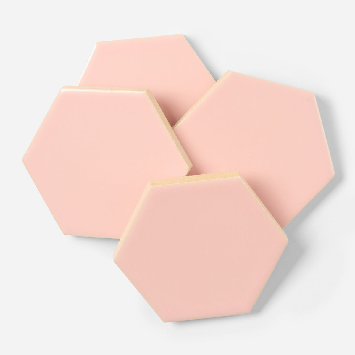 1940s Romany Tiles Pale Pink Matte Hex Floor Tile