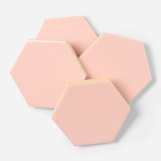 1940s Romany Tiles Pale Pink Matte Hex Floor Tile