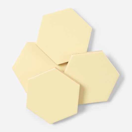 1940s Romany Tiles Ivory Matte Hex Floor Tile