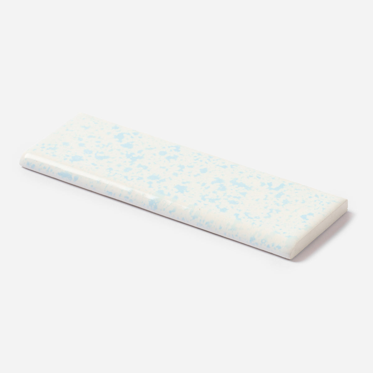 1960s Florida Tile Dapple Glaze Sky Blue Bullnose Tile
