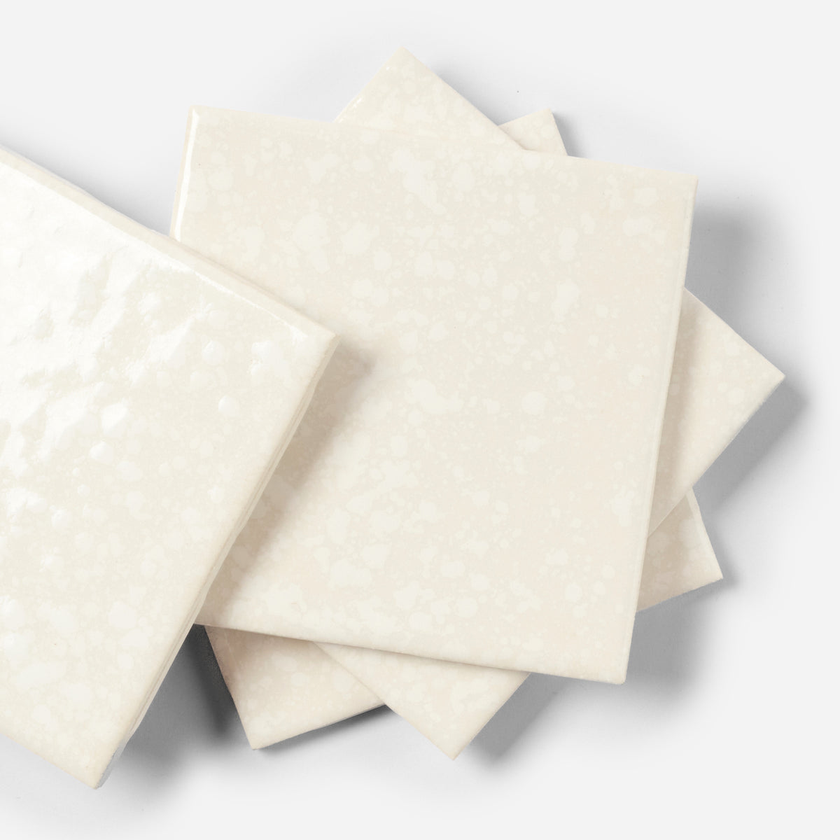 1960s FLORIDA TILE Dapple Glaze Pearl White Wall Tile