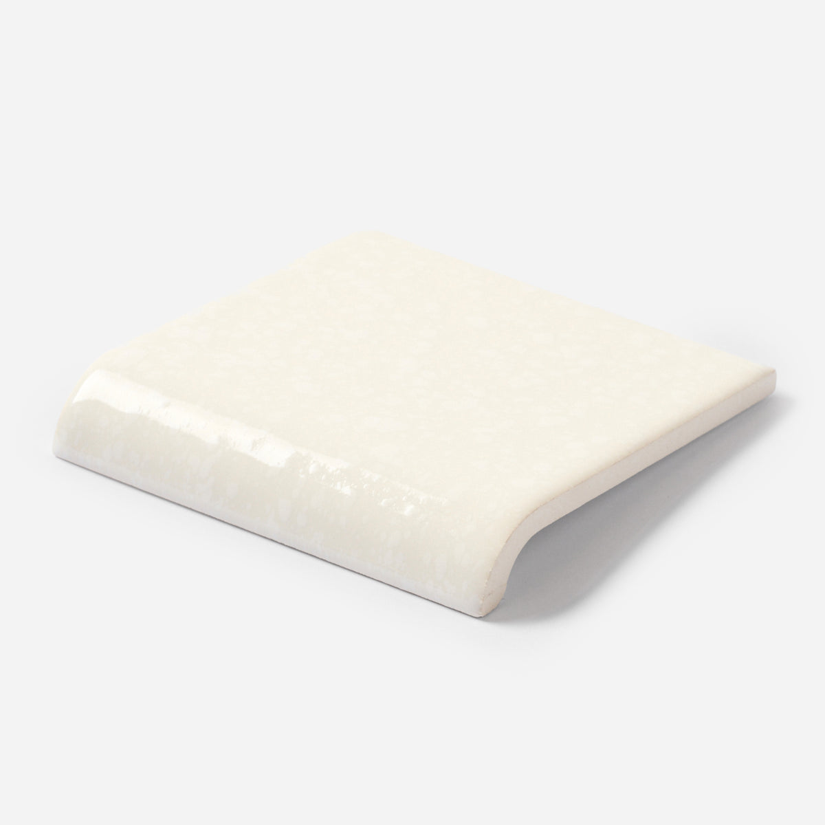 1960s Florida Tile Dapple Glaze Pearl White Square Mud Cap Tile