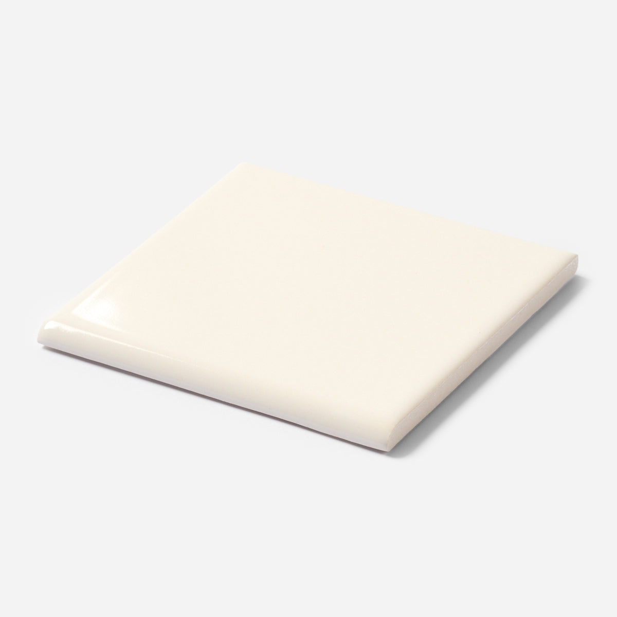 1970s Florida Tile White Square Bullnose Tile