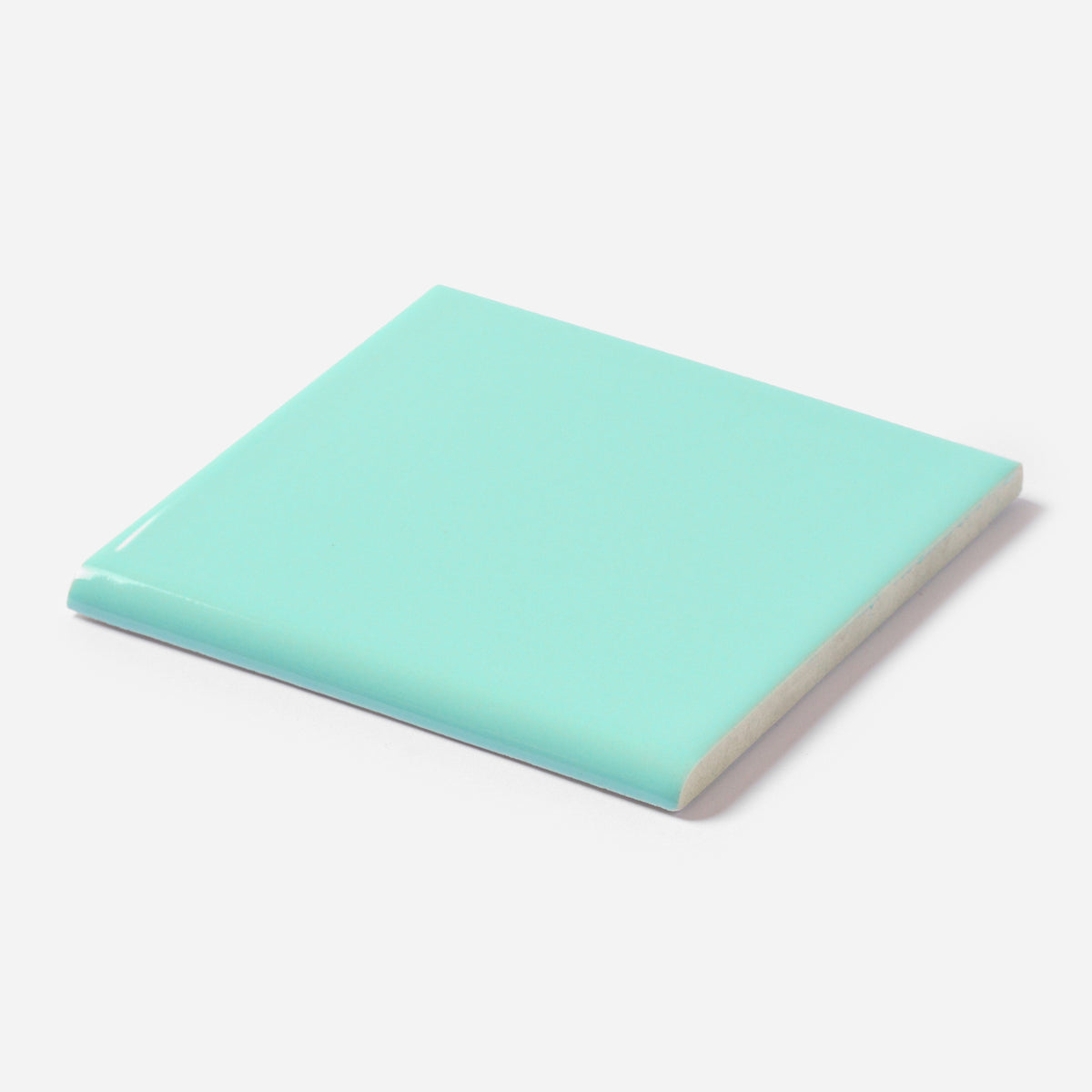 1960s Florida Tile Surf Green Square Bullnose Tile