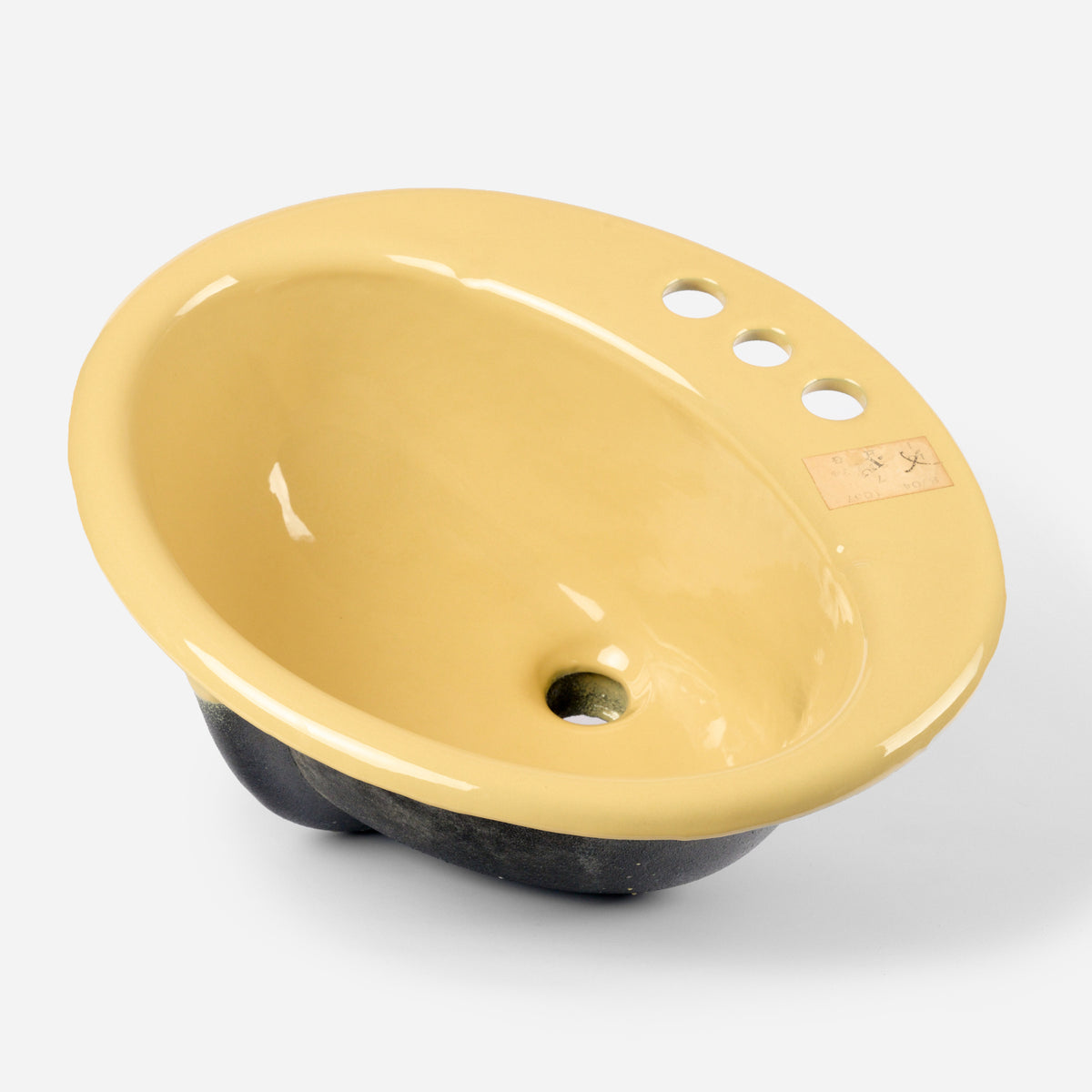 1970s Vintage Kohler Enameled Cast Iron Harvest Gold 4" Centers Farmington Sink