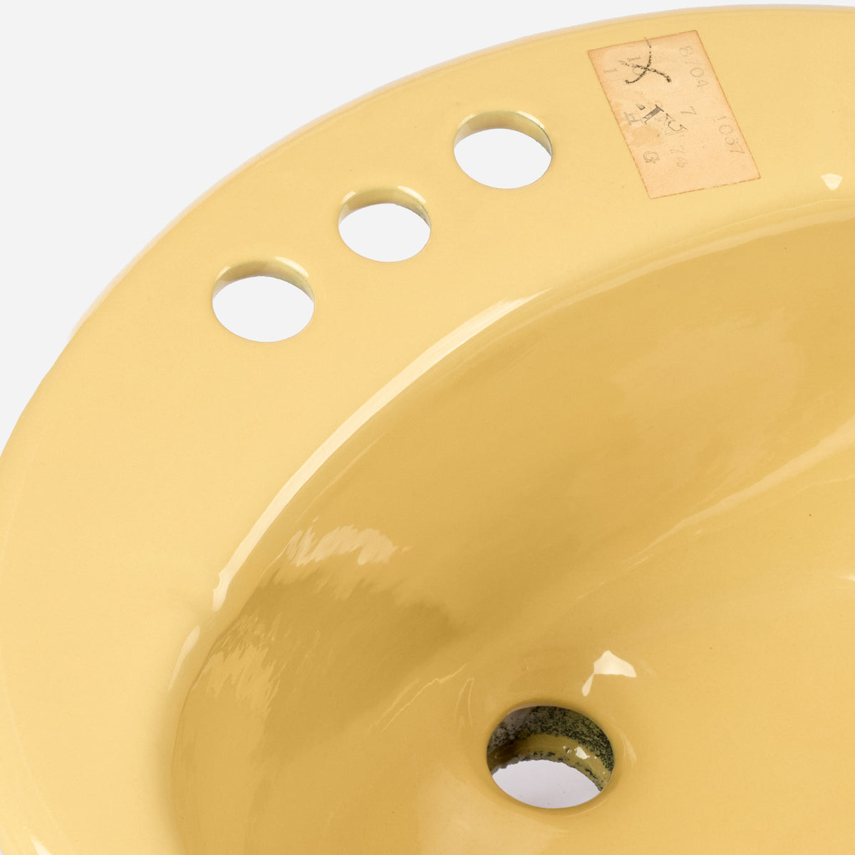1970s Vintage Kohler Enameled Cast Iron Harvest Gold 4" Centers Farmington Sink
