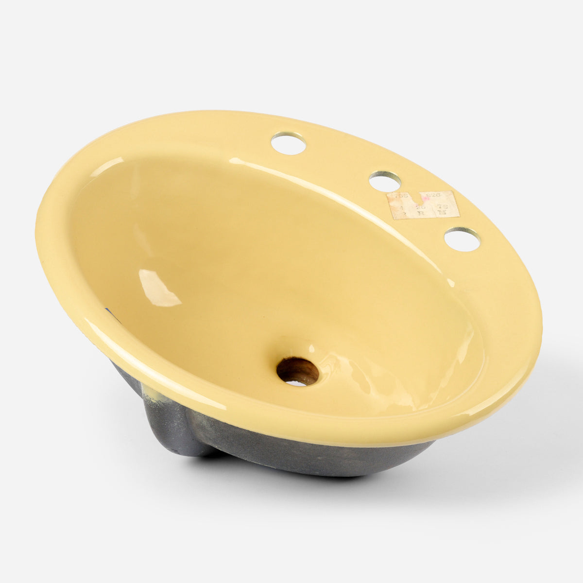 1970s Vintage Kohler Enameled Cast Iron Harvest Gold 8" Centers Farmington Sink