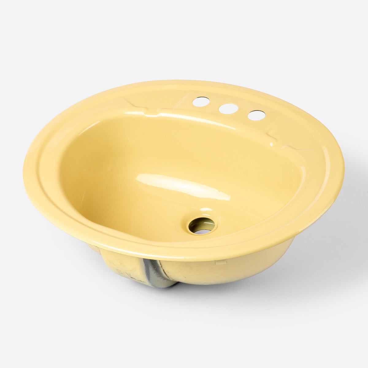 1970s Vintage Metal American Standard Yellow 4" Centers Sink