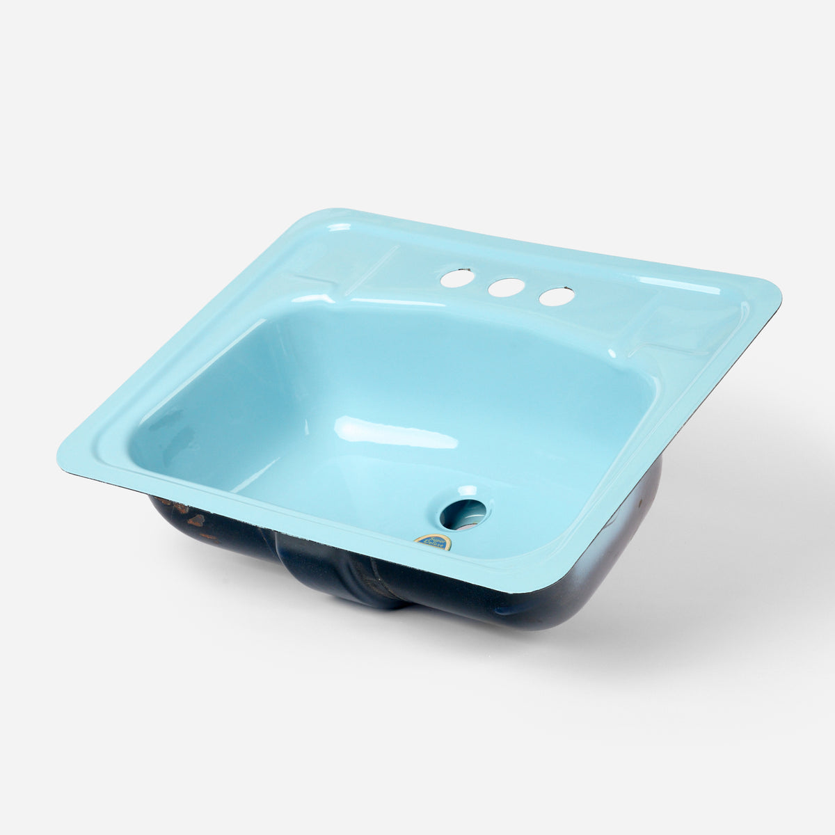 1970s Vintage Metal The Enamel Products Co. Blue 4" Centers Sink