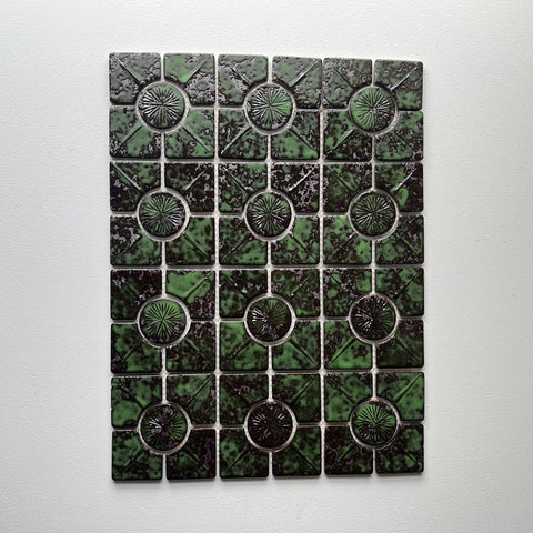 Green/ Silver Japanese 1960s Wall Tile, 10 Sq Ft Lot - 9 Piece Set, 50 Sq Ft Available